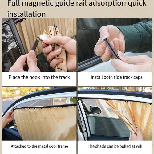 1 Pair Silver Front Car Sunshade Automatic Retractable Car Curtains