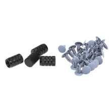 4 tappi per valvole pneumatici e 30 clip di fissaggio per paraurti a flangia