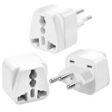 3-Pack UK to Switzerland Plug Adapters, Switzerland Swiss Plug Adaptor, Swiss Travel Adapter 3 Pin Grounded International Universal for Swiss, Jordan