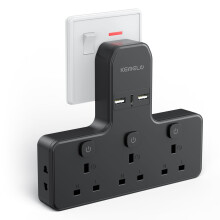 Multi Plug Adapter (3250W/13A), Plug Extension Socket with 3 USB, 3 Way Plug Adapter UK Built-in with Independent Switches,Wall Plug Extender for Sch