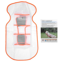 Hondenregenjas, winddicht, doorschijnend, 120 cm lang, met capuchon, waterdicht voor buitenactiviteiten en wandelen (maat L, oranje)