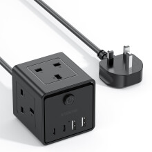 Extension Lead with 4 USB Slots and Switch, 3 Way Multi Plug Extension Cable with 2 USB C, UK Desktop Power Extension Cord with Multi Socket, 1.5M Ex