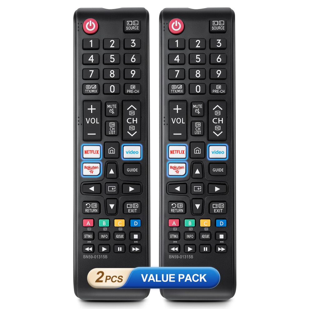 ÃPack Of 2ÃUniversal For Samsung-Tv-Remote Replacement,Compatible With All Samsung Led, Qled, Curved, Hdtv, 3D, 4K& Smart Tvs 45353635