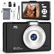 QIVORO Digital Camera 4K 64MP Compact Portable Photo Camera,18X Digital Zoom Autofocus | Anti-Shake,2.8" IPS Screen with 32GB SD Card & OTG Adapter,V