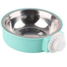 Afneembare voer- en waterbak van roestvrij staal voor in de bench, geschikt voor katten, honden en puppy's (groen).