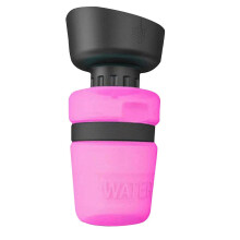 Dog Travel Water Bottle BPA Free Lightweight Leak Proof Portable Pet Water Feeder for Hiking Travelling 520ml Rose Red