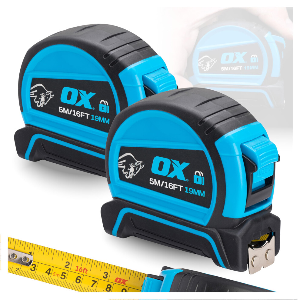 Ox Pro Dual Auto Lock Tape Twinpack 5M 16Ft 7012476447831