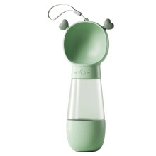 Tragbare, niedliche, transparente Hunde-Trinkflasche mit Futterspender, 350 ml (200 ml), grasgrün