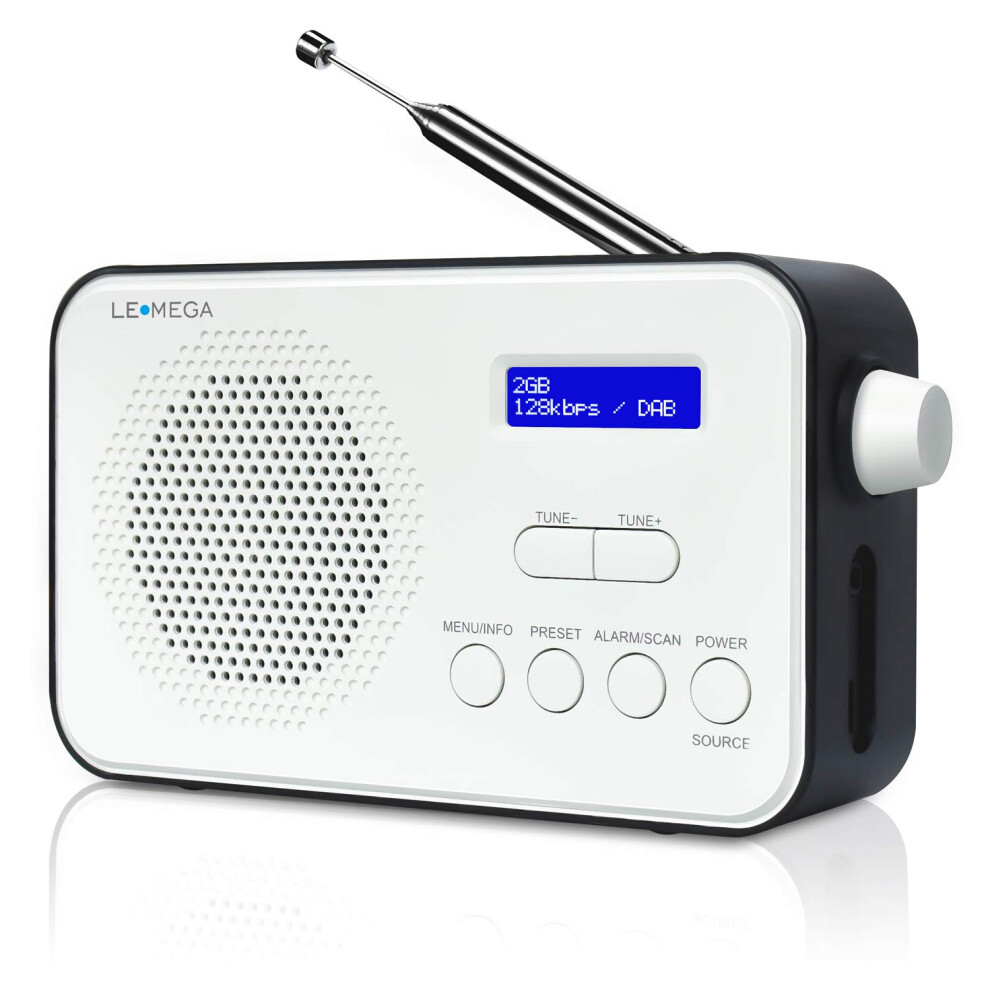 Lemega Pr2 Dab/Dab+ & Fm Radio,Mains And Battery Powered Portable Compact Dab Radios,Dual Alarm Clock,60 Preset Stations, Headphones-Out - Black 14093562