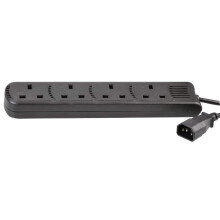 PRO ELEC PEL01206 IEC C14 Plug to 4-Gang mains Extension Lead 2m, Black