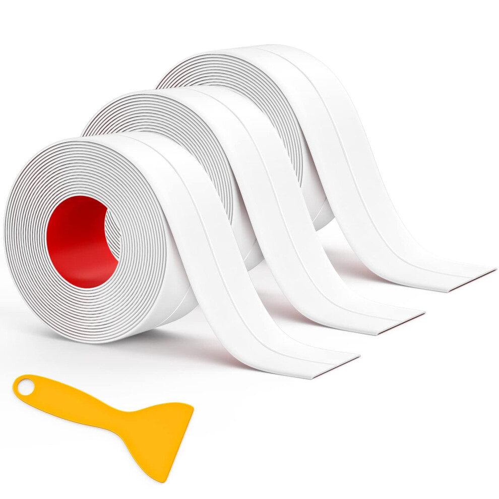 Fixmend Bath Sealant Strip Self Adhesive, 3 Rolls Caulk Strip, Bathroom Sealant Tape White Waterproof, Bath Seal For Toilet, Bathtub, Shower, Sink 5051226608971