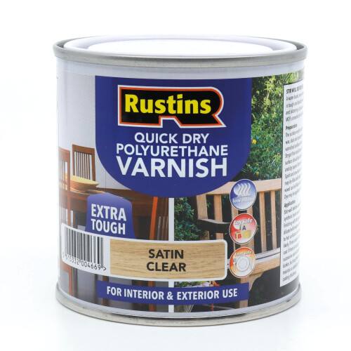 Rustins Rustins Quick Drying Polyurethane Satin Clear Varnish 250ml 85 fl oz