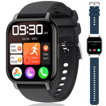 Popglory Smart Watch for Women Men Answer/Make Calls, 1.85" Smartwatch 44mm 2 Straps & Split Screen, 100+ Sports Fitness Watch with Blood Pressure/Ox