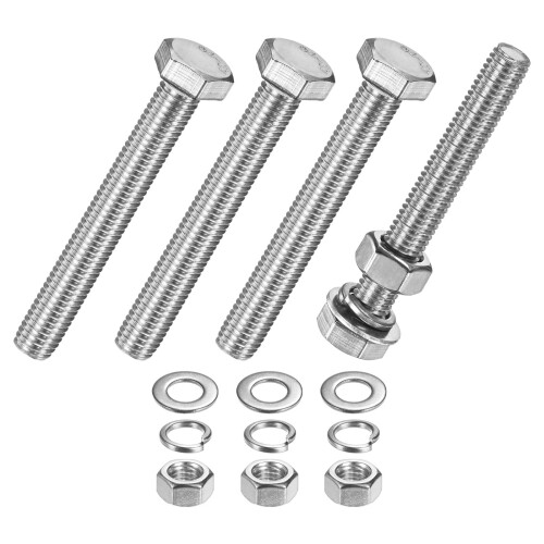 M METERXITY 4Pack Hex Head Screw Bolt with Nuts Flat  Lock Washers M10x80mm