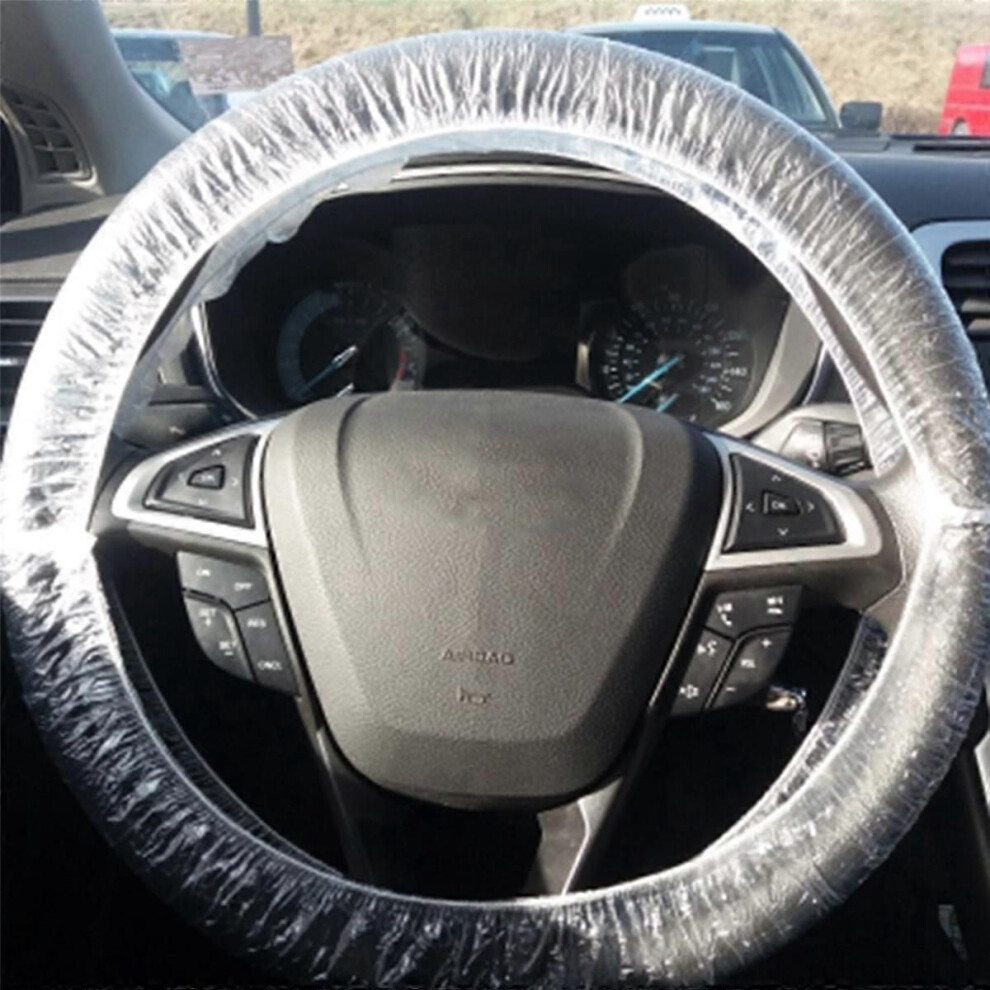 200Pcs Universal Disposable Plastic Steering Wheel Cover Elastic Trim Disposable Truck Car Steering 9152359443623