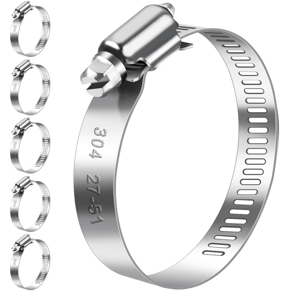 Bolatus Hose Clips 27-51 Mm, 6 Pcs Hose Clamp Stainless Steel 304 Adjustable Screw Clamps, 7 Sizes Pipe Clamps Assortment For Pool, House Gas Pipe 5051226952937