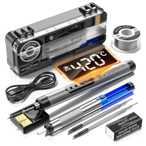 2X Cordless USB Digital Soldering Iron Adjustable Temperature Type-C Interface Intelligent Solder Welding Iron Tool 1