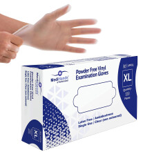 Farla Medical Vinyl Clear Gloves XLarge Disposable Box of 100 Powder Free L
