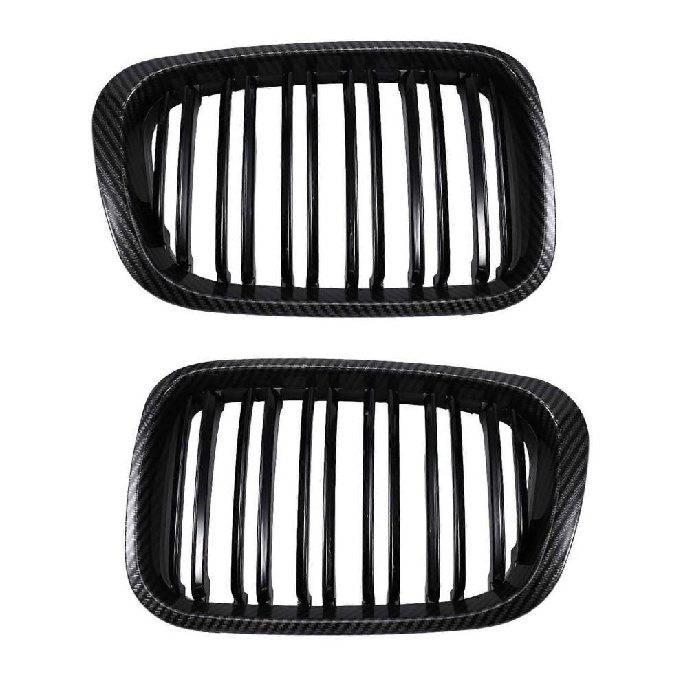 Fits Compatible For Bmw E46 1998-2001 4D 325I 328I 330I Carbon Fiber Car Front Kidney Grille Grill 9152359440936