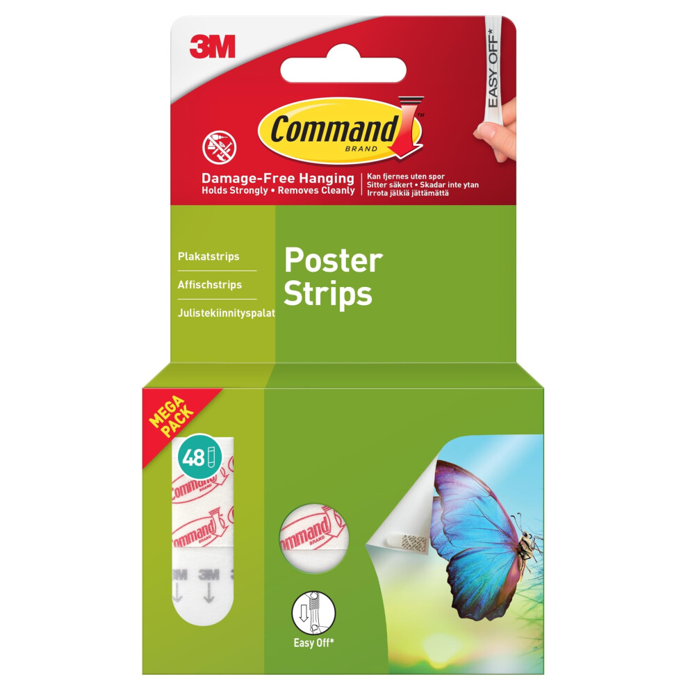 Command Poster Strips Value Pack 48 Adhesive Strips White Ideal For Hangi 4152380366798