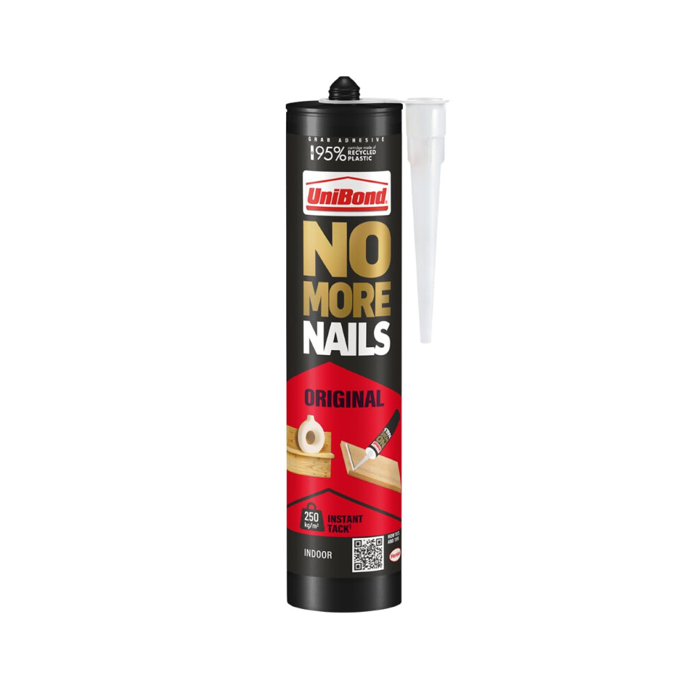 Unibond No More Nails Original Heavy Duty Mounting Adhesive Glue 280Ml Cartridge, Strong Grab No Nails Fixing, Multi-Surface Bonding For Wood Metal B