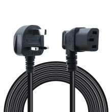 RIIEYOCA 90 Degree C13 Power Cable 13A Fused BS 1363 UK 3 Pin Plug to Left Angle IEC C13 Mains Power Cable,for PC Computer,TV,Printer,Monitor,Project