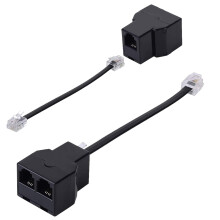 HAWAKA Telehone Ethernet Cable Adapter,RJ11 Phone Splitter Modular Cable Adapter,Telephone Adaptor Splitter Extension Cable RJ11 6P4C Male-2 Female S