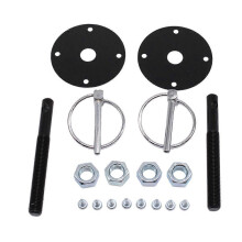 Kit de pasadores de capó de aluminio billet negro, pestillo de capó estilo abatible, universal compatible