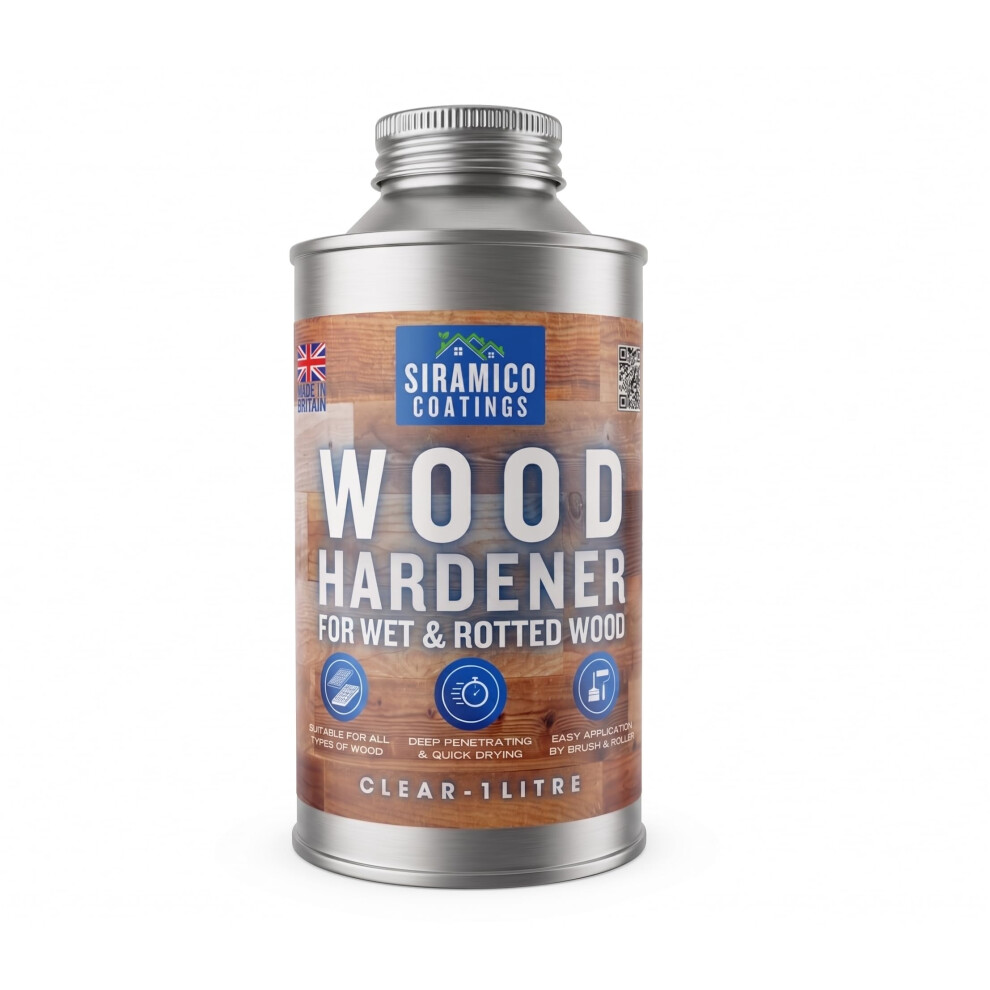 Siramico Hardener For Rotted Wood 1 Litre Clear Deep Penetrating Wood Har 1331800470120