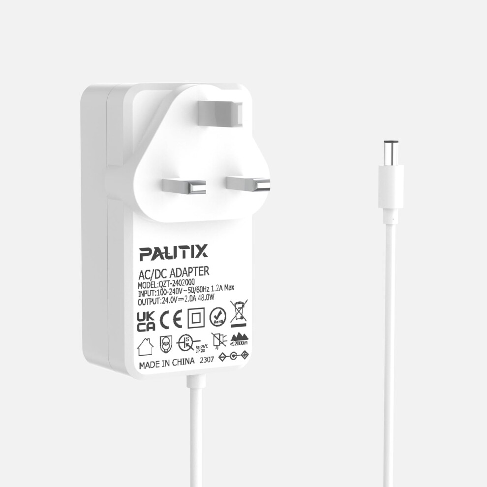 Pautix Uk Plug 24V 2A Power Supply For Led Strips, Transformer Ac100-240V To Dc24v Driver Converter Adapter 48W With 5.5 X 2.1Mm Jack (, Not Sup White 39861474
