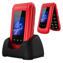 uleway 4G Big Button Mobile Phone for Elderly Sim Free Unlocked Simple Senior Flip Mobile Phone Easy to Use Basic Phones with 2.4" +1.8" IPS Screen S