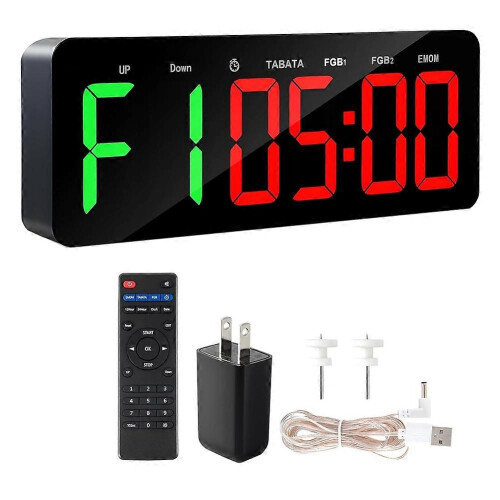 Gym Timer Clock for Tabata/FBG/EMOM - Large Workout Clock for Home Gym with Remote Control, Count Down & Up US Plug 1