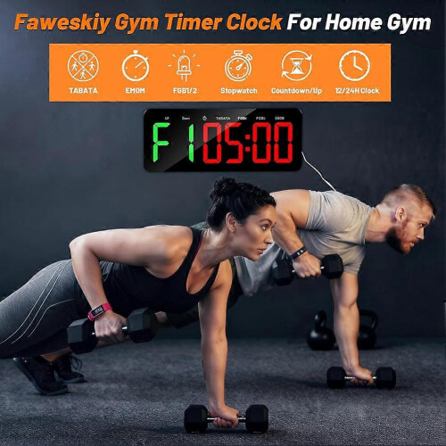 Gym Timer Clock for Tabata/FBG/EMOM - Large Workout Clock for Home Gym with Remote Control, Count Down & Up US Plug 2
