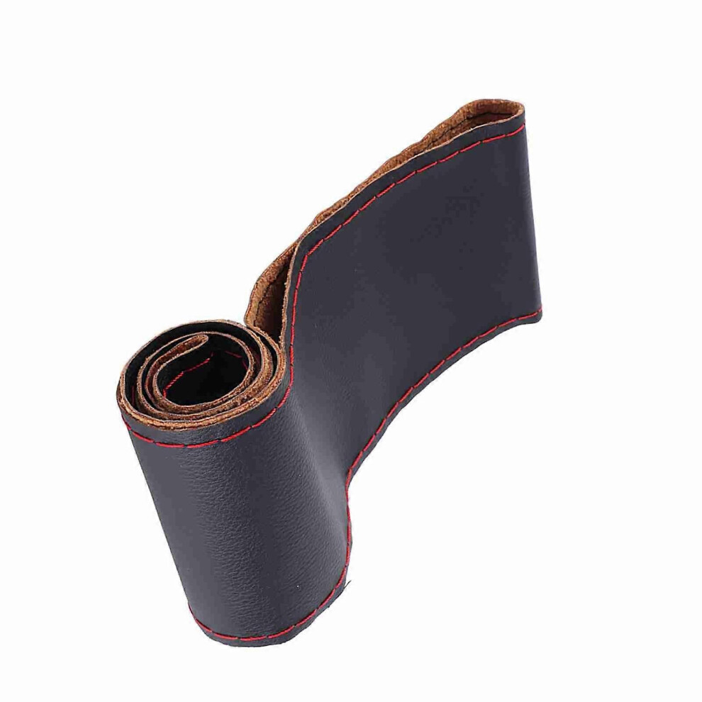 38Cm 15In Car Steering Wheel Cover Non-Slip Perforated Leather Hand Stitching Wrap With Needle Thread( ) Black/Red 9152359443609