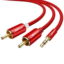 JSAUX RCA to 3.5mm Cable, Phono to 3.5mm Jack Stereo Red and White Aux Cord Headphone Mini Jack Audio Y Splitter Compatible with Hi-Fi Amplifier Spea
