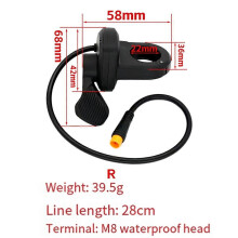 Electric Bicycle Quick Thumb Throttle TT-008 Handlebar M8 Waterproof Connector Ebike Thumb Throttle Right