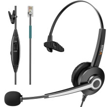 Corded Telephone Headset With Noise Canceling Mic for ShoreTel Plantronics Polycom Zultys Toshiba NEC Aspire Dterm Nortel Norstar Meridian Siemens RO