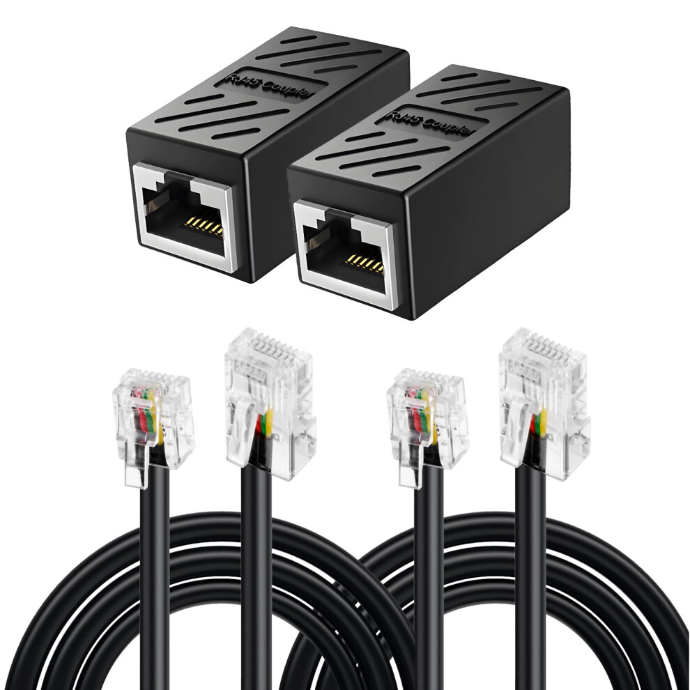 Photos - Cable (video, audio, USB) QTMMC 2 Pack RJ45 Adapters RJ11 to RJ45 Telephone Cables Expansion Splitter Converter 8P8C to 6P4C Ethernet Patch Network Le