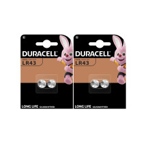 4X Duracell LR43 186 V12GA (2 Blister Packs of 2 Batteries) 4 Batteries