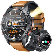 Smart Watch Men Smartwatch Military: 1.46" Fitness Tracker Answer Make Calls Flashlight 120+ Sports Heart Rate SpO2 Sleep Monitor 515mAh Battery 3ATM