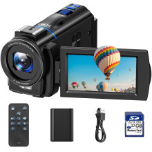 CAMWORLD 4K Video Camera Camcorder 48MP YouTube Vlogging Camera Night Vision 3” 270 Rotatable Touchscreen Podcast Camcorder Video Recorder with 32GB