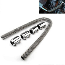 Universal 48" Car Engine Cooling Stainless Steel Radiator Hose Kit and Stainless Steel with Chrome-Plated Cap Clamp