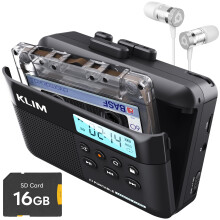 KLIM K7 Cassette Tape Player with Fusion Earphones - Cassette to MP3 Converter - Portable - Tape Recorder with Built-in Microphone & Speaker - Rechar