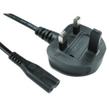 2 Pin Mains UK Fig8 Power 3 Amp Fused IEC 60320 C7 Figure 8 UK Plug Lead Cable 2 Pin Fig 8 UK Mains Power Wall 240v Cable suitable for Samsung Philip