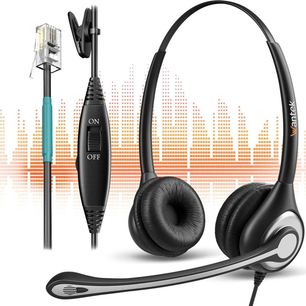 Wantek Telephone Headset With Microphone Rj9 Corded Phone Headphones Noise Canceling Landline Headsets For Plantronics Polycom Avaya Yealink Call Cen 80281962