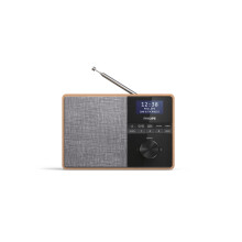 PHILIPS Audio R5505/10 Bluetooth Radio (Wooden Housing, DAB+/FM Radio, 3-Inch Driver, Kitchen Timer, Mains or Battery Operated), Brown/Grey, 20.7 L x