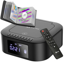 KLIM Boombox E1 with CD case - CD Player Portable Audio System - Extra BASS with Subwoofer - FM Radio, MP3 Bluetooth AUX USB - Wired and Wireless mod