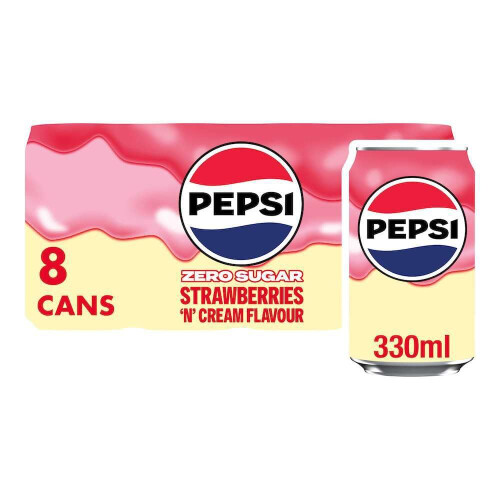 Pepsi Pepsi Strawberry & Cream Cola | 330ml Can | 8 Pack