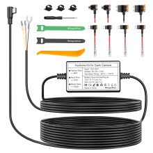 Range Tour Dash Cam Hardwire Kit USB-C, 4m/13.12ft 12V-24V to 5V Car Dash Camera Charger Power Cord, 3 cores, 4 Types / 8 adapters, Hard Wire Kit Fus