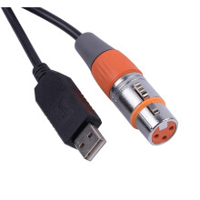 USB to DMX Control Cable RS485 Serial Converter Adapter FTDI XLR 3Pin Stage Lighting Device Cable (3.2ft, USB Black Shell)